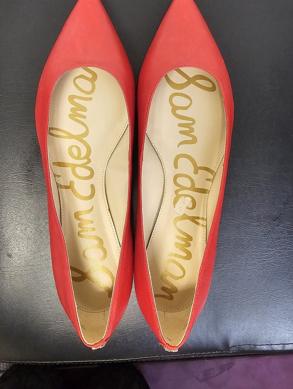Sam Edelman Sally Pointed Toe Red Leather Flats Size 9 - Picture 5 of 13